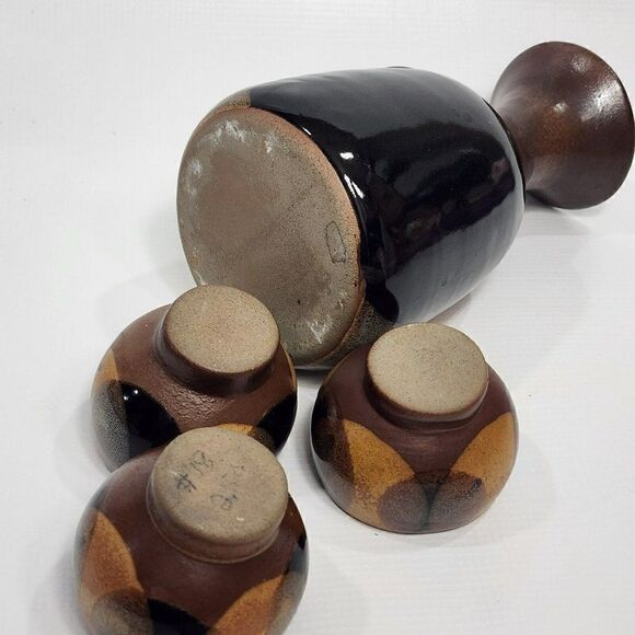 Robert Maxwell 7.5" VINO Pottery Craft Decanter With 3 Cups Midcentury Modern - Picture 12 of 12